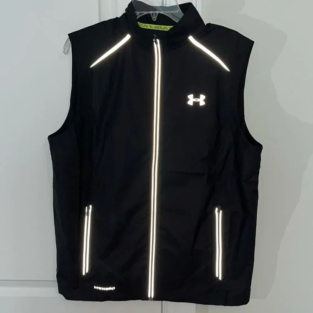 New Under Armour Black Reflective Storm 1 waterproof running run vest M cycling